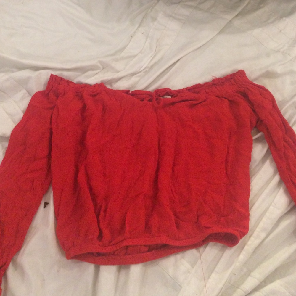 red off the shoulders top